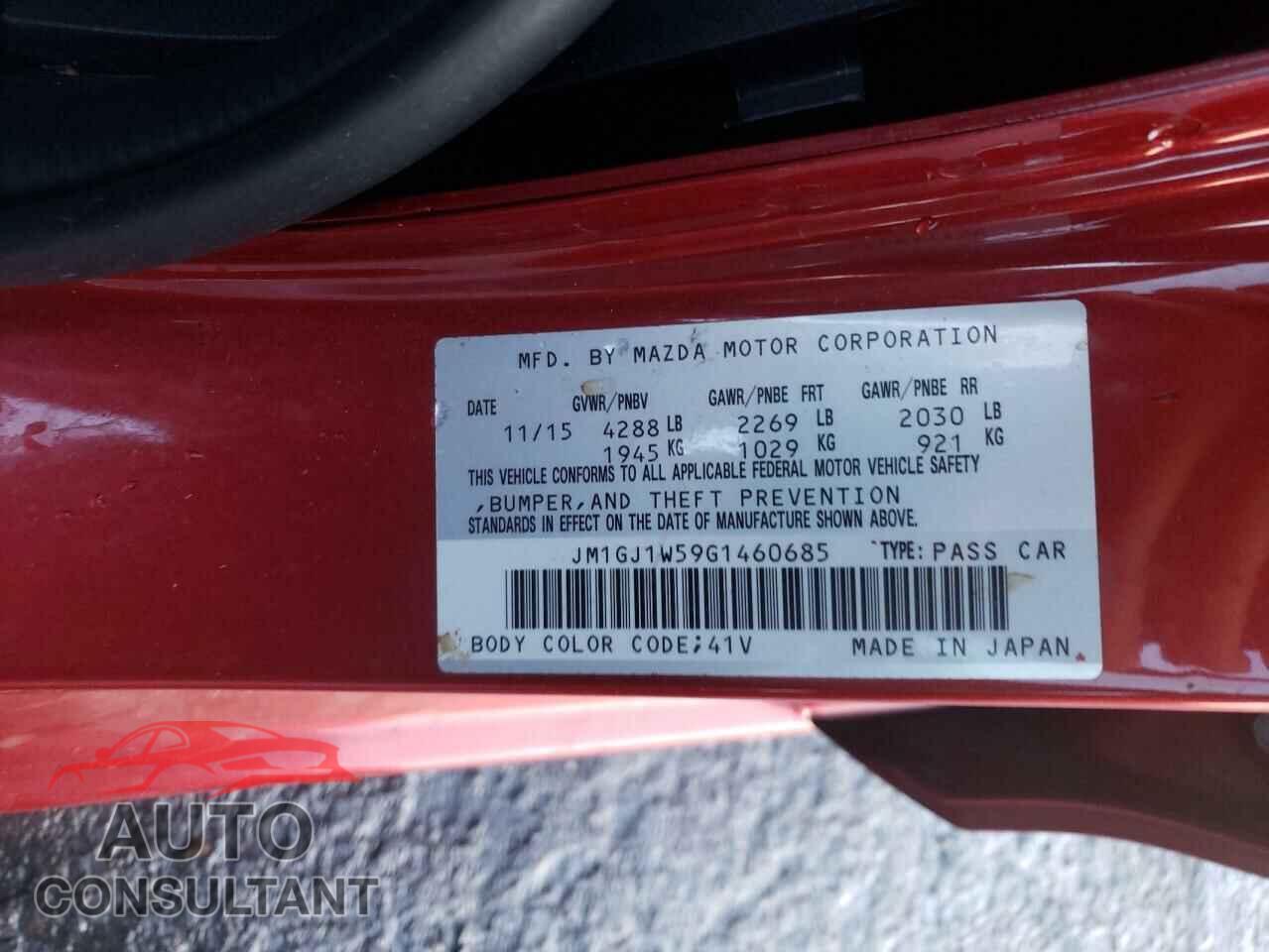 MAZDA 6 2016 - JM1GJ1W59G1460685