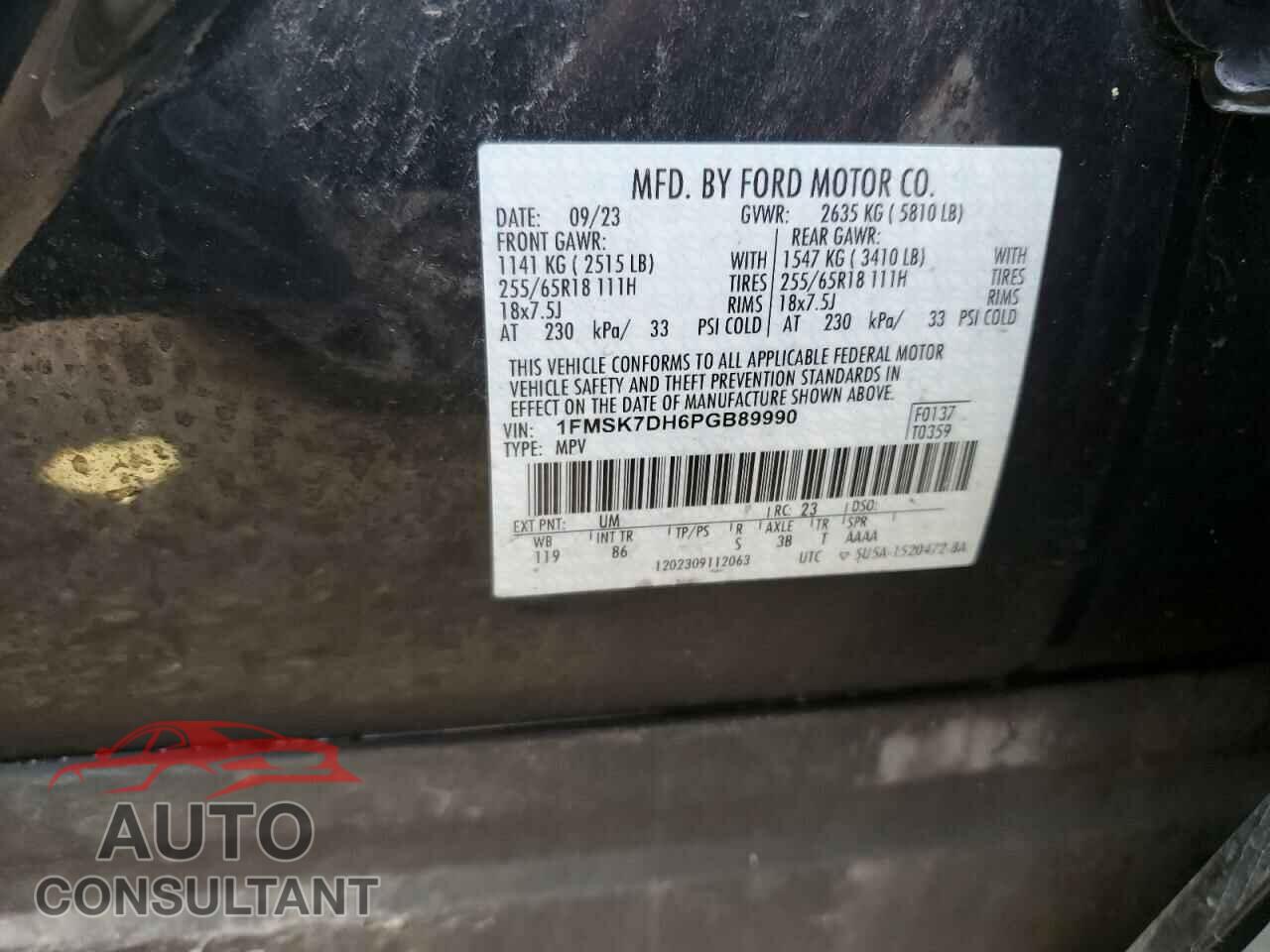 FORD EXPLORER 2023 - 1FMSK7DH6PGB89990
