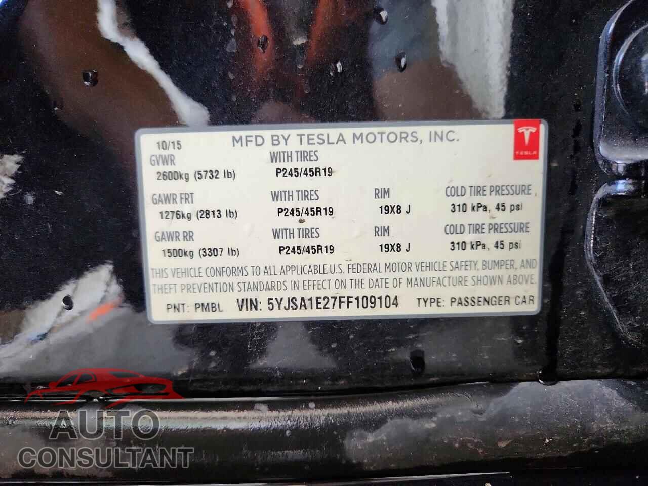TESLA MODEL S 2015 - 5YJSA1E27FF109104