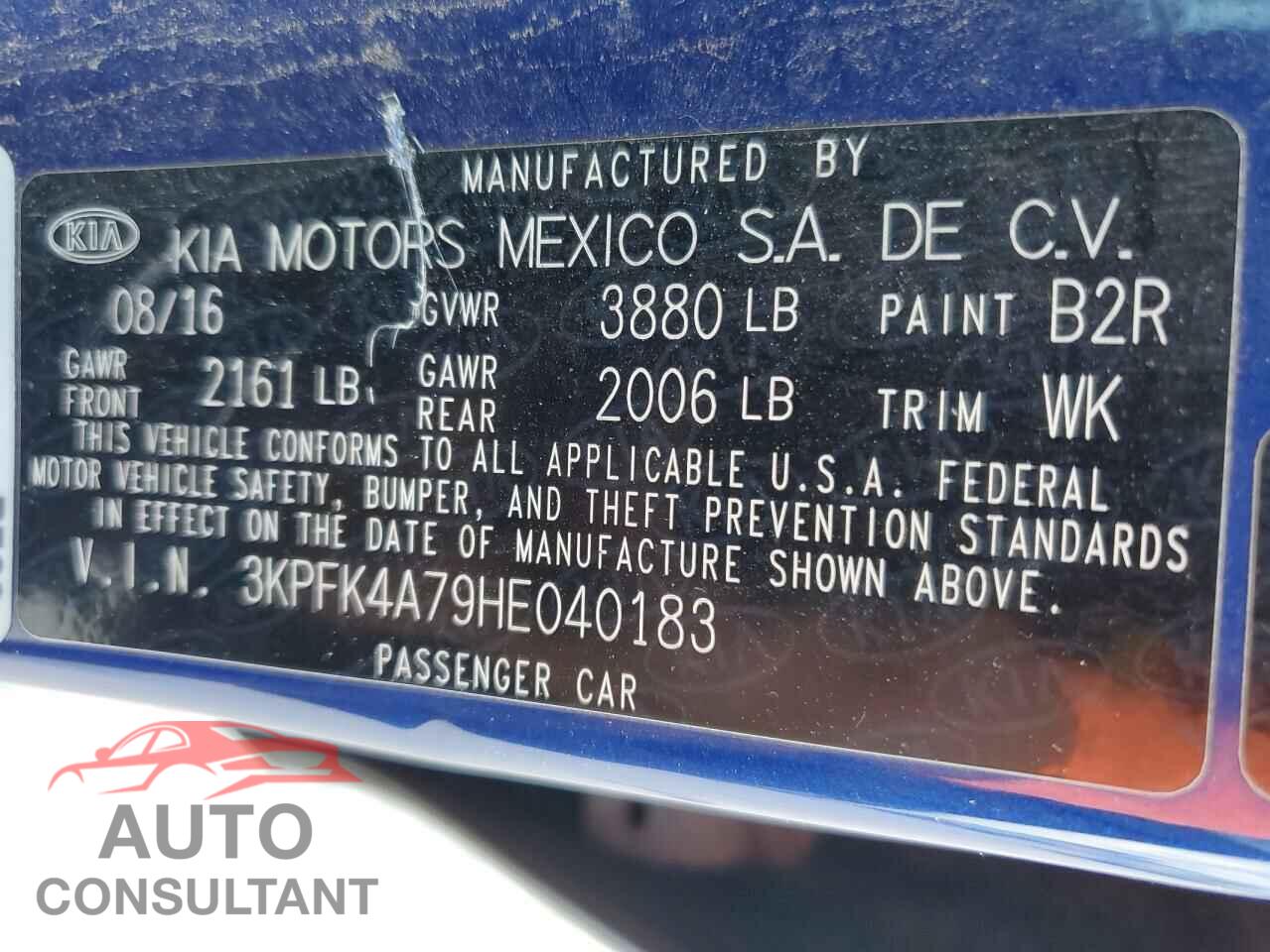 KIA FORTE 2017 - 3KPFK4A79HE040183