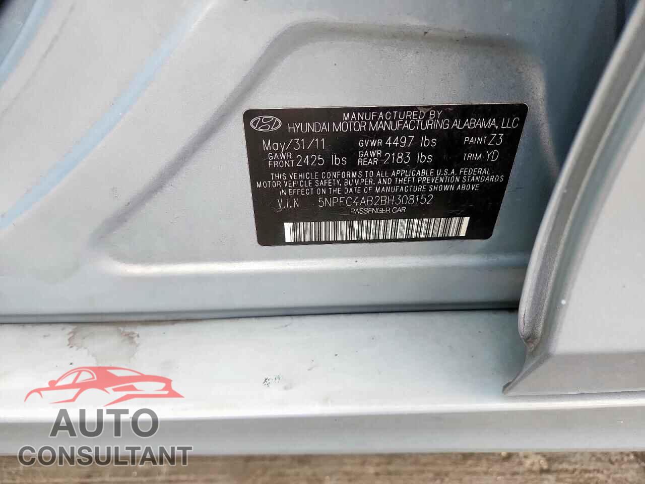 HYUNDAI SONATA 2011 - 5NPEC4AB2BH308152