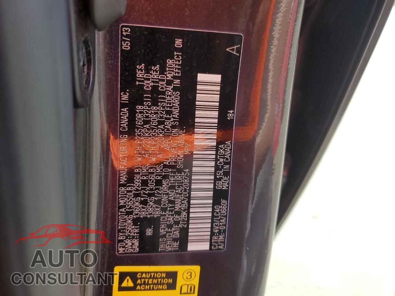 LEXUS RX350 2013 - 2T2BK1BA7DC208754