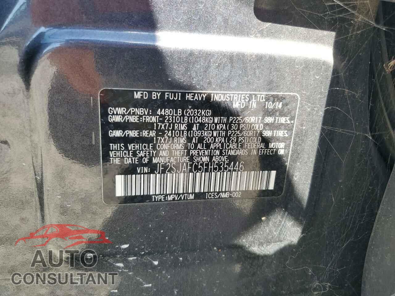 SUBARU FORESTER 2015 - JF2SJAFC5FH535446