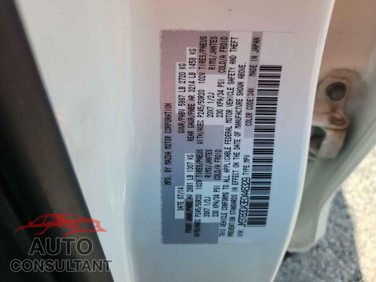 MAZDA CX-9 2014 - JM3TB3DA3E0446329