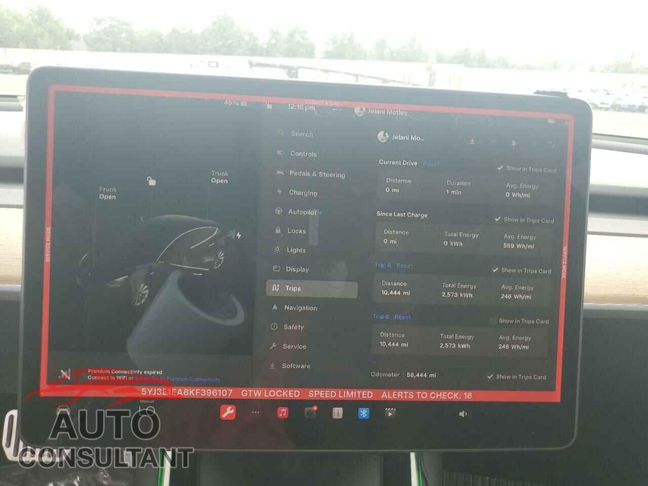 TESLA MODEL 3 2019 - 5YJ3E1EA8KF396107