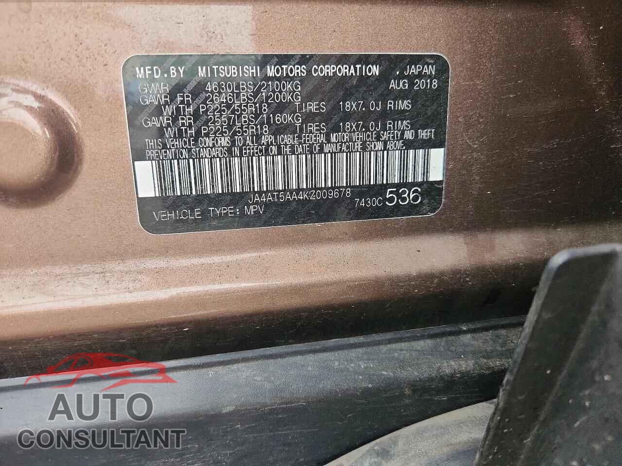 MITSUBISHI ECLIPSE 2019 - JA4AT5AA4KZ009678