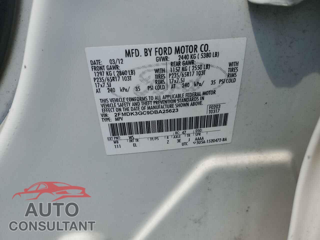 FORD EDGE 2013 - 2FMDK3GC9DBA25623