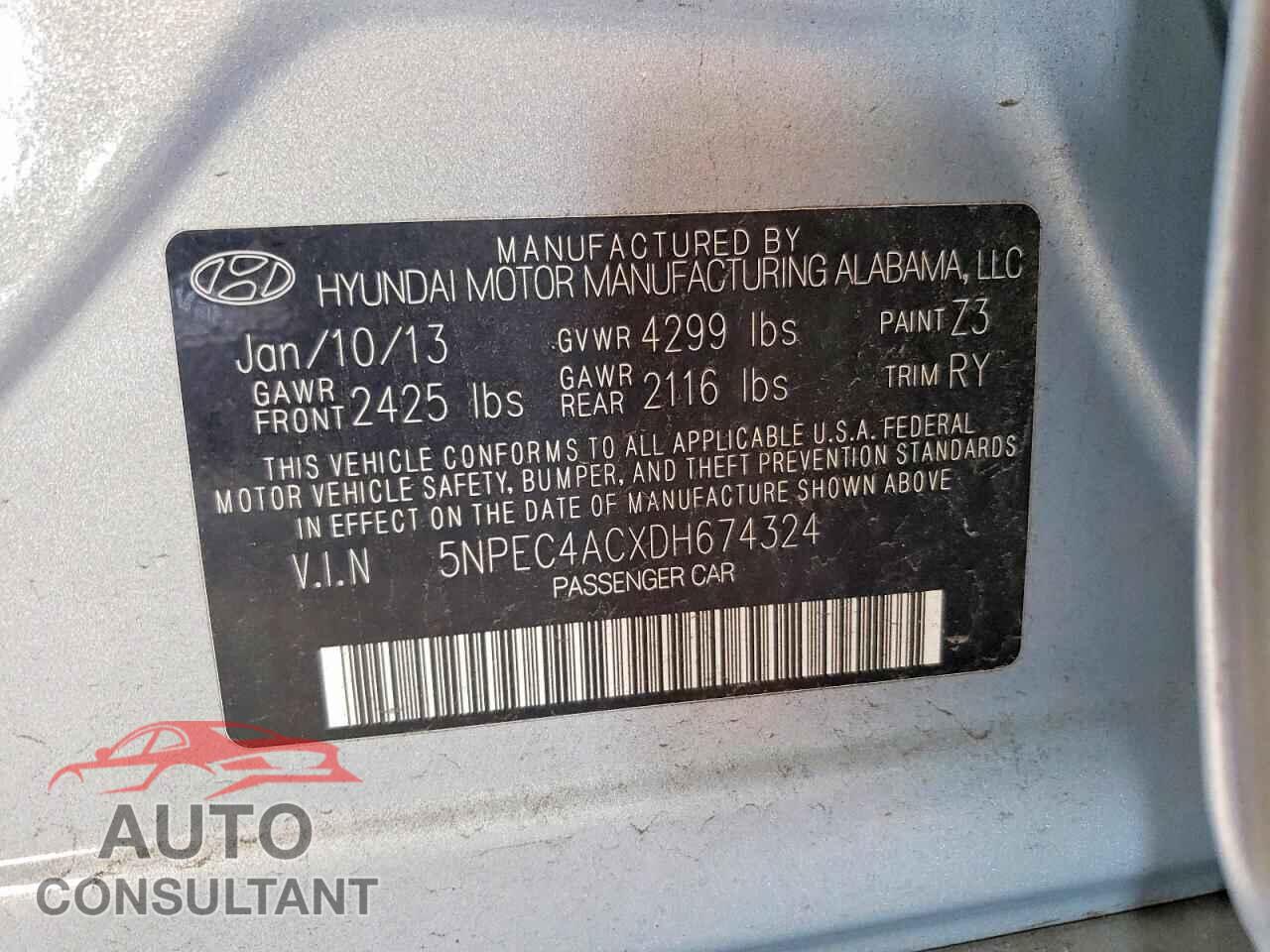 HYUNDAI SONATA 2013 - 5NPEC4ACXDH674324