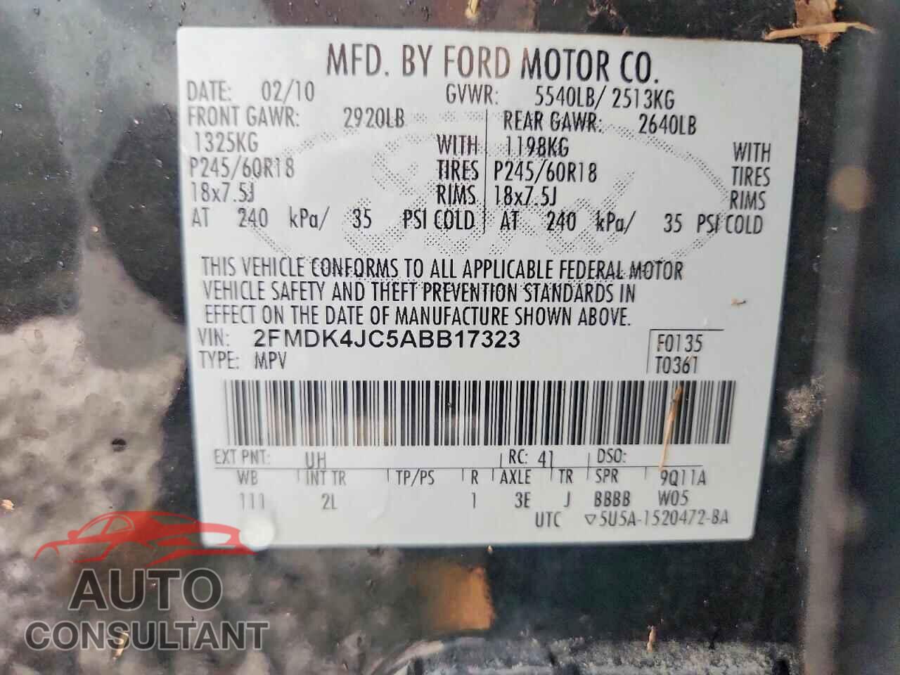 FORD EDGE 2010 - 2FMDK4JC5ABB17323