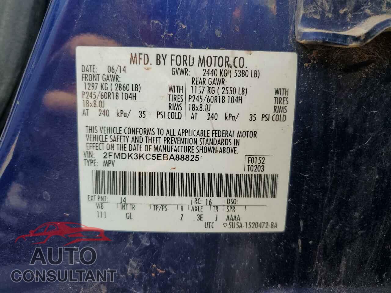 FORD EDGE 2014 - 2FMDK3KC5EBA88825