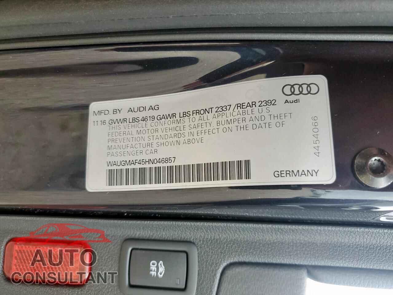 AUDI A4 2017 - WAUGMAF45HN046857