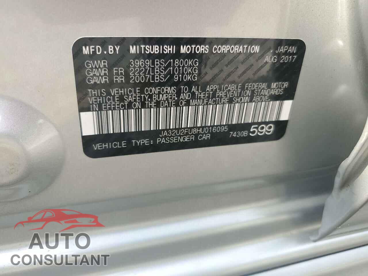 MITSUBISHI LANCER 2017 - JA32U2FU8HU016095