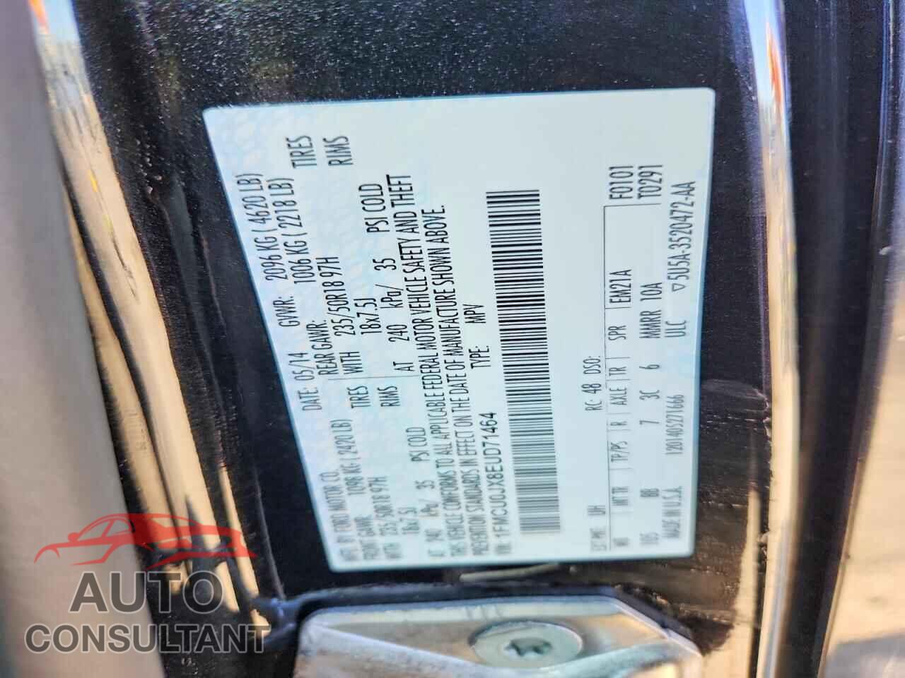 FORD ESCAPE 2014 - 1FMCU0JX8EUD71464