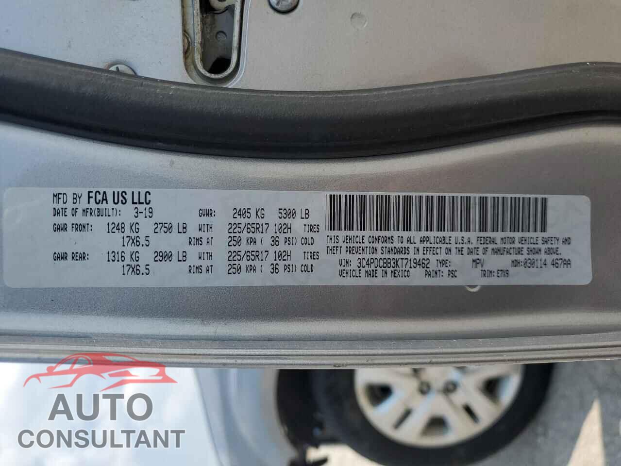 DODGE JOURNEY 2019 - 3C4PDCBB3KT719462