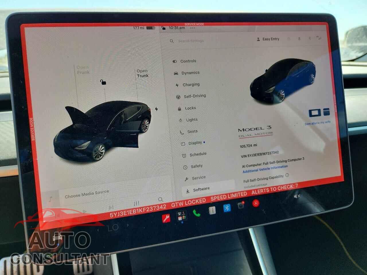 TESLA MODEL 3 2019 - 5YJ3E1EB1KF237342