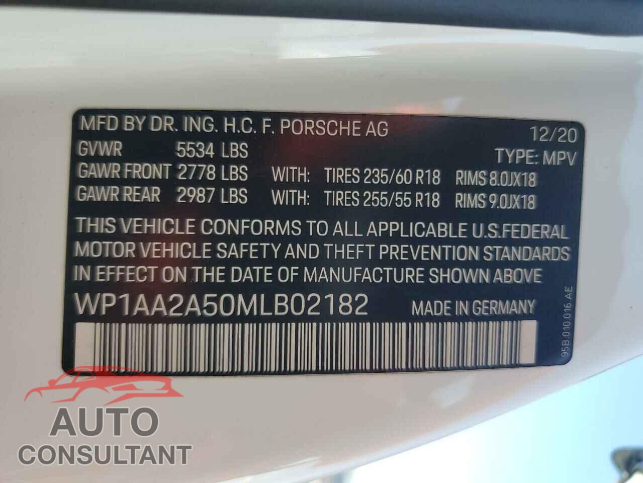 PORSCHE MACAN 2021 - WP1AA2A50MLB02182