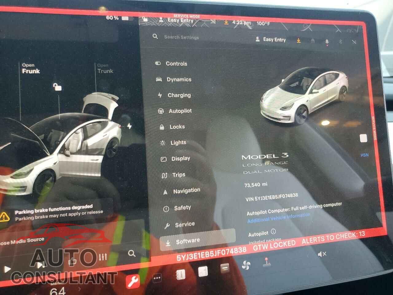 TESLA MODEL 3 2018 - 5YJ3E1EB5JF074838