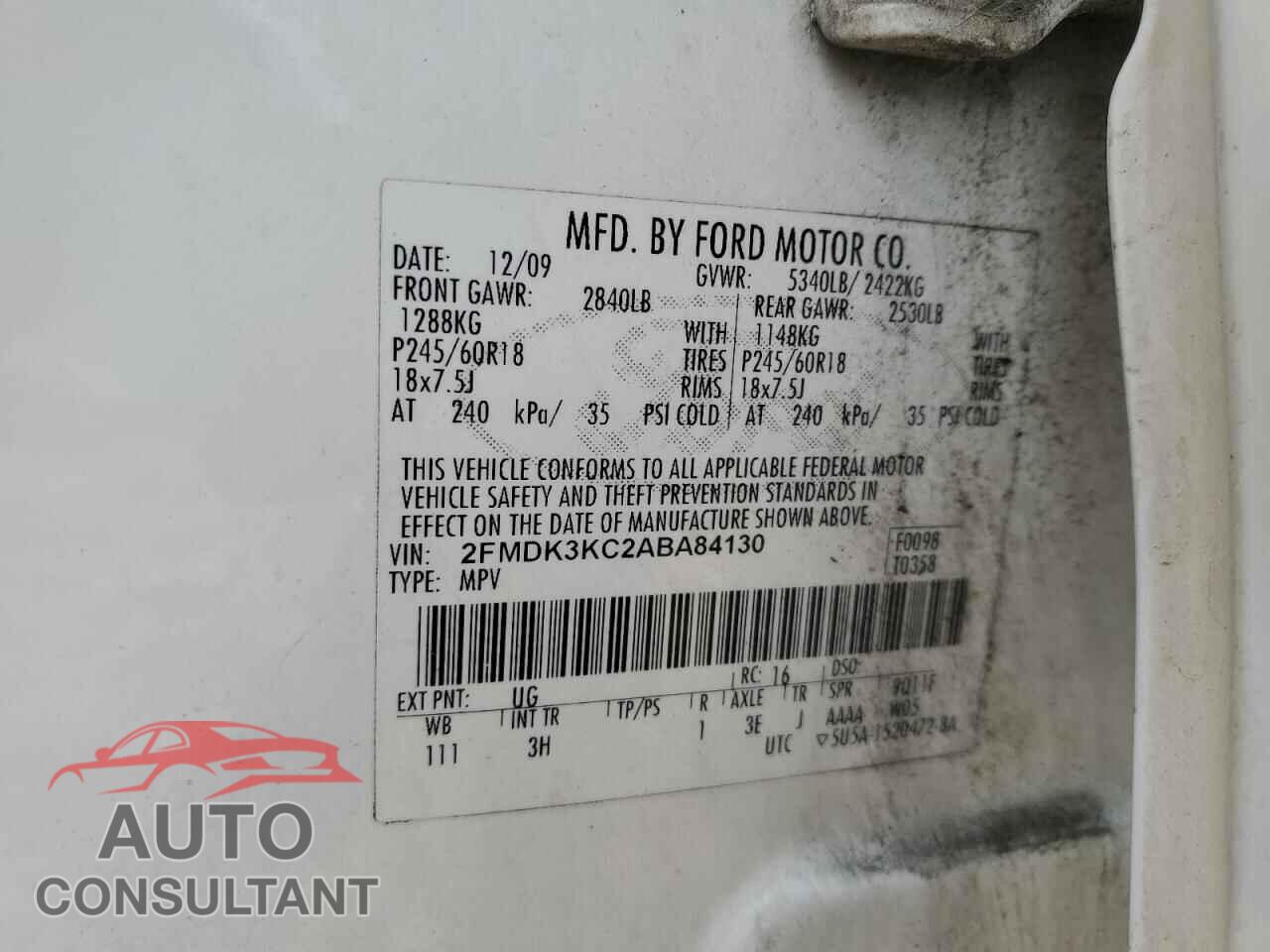 FORD EDGE 2010 - 2FMDK3KC2ABA84130