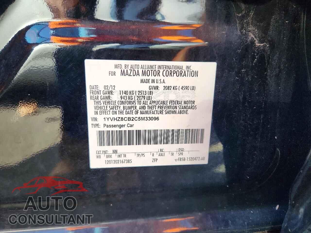MAZDA 6 2012 - 1YVHZ8CB2C5M33096