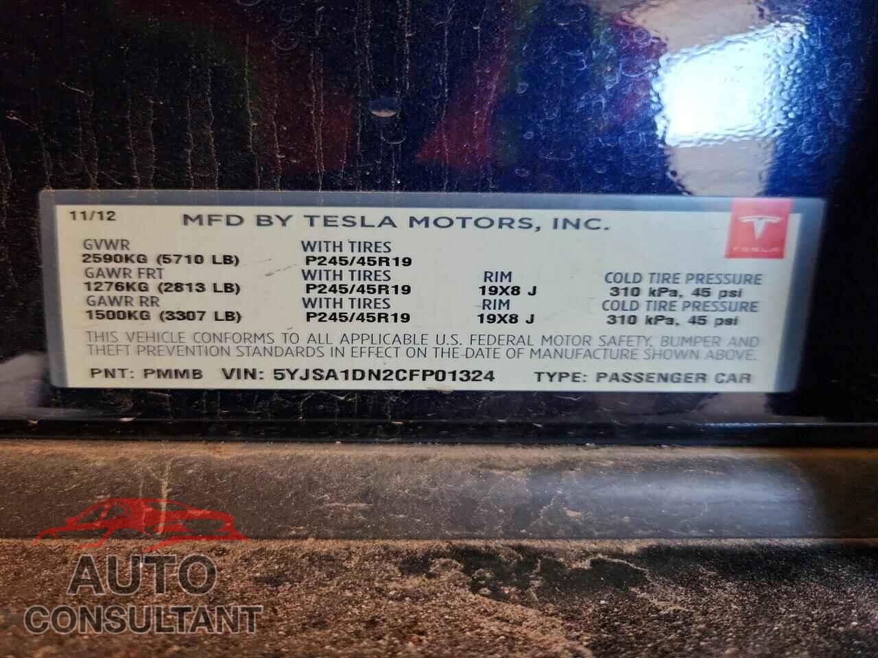 TESLA MODEL S 2012 - 5YJSA1DN2CFP01324