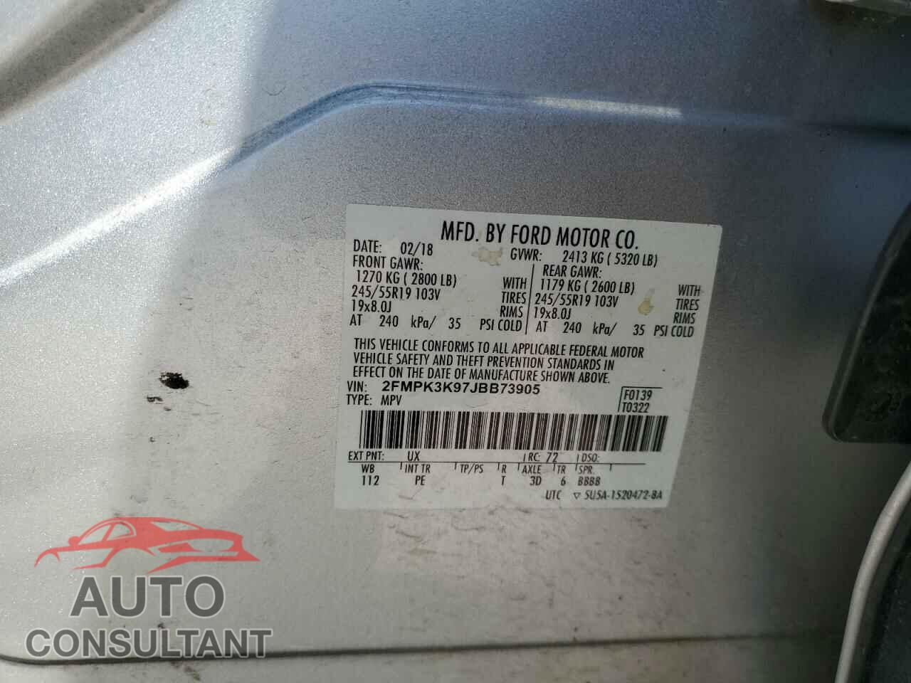 FORD EDGE 2018 - 2FMPK3K97JBB73905