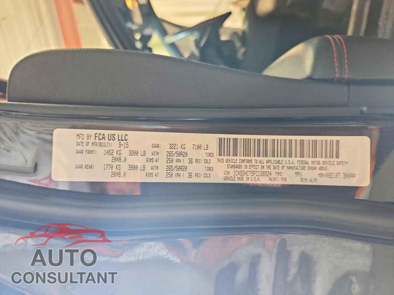 DODGE DURANGO 2015 - 1C4SDHCT5FC139324