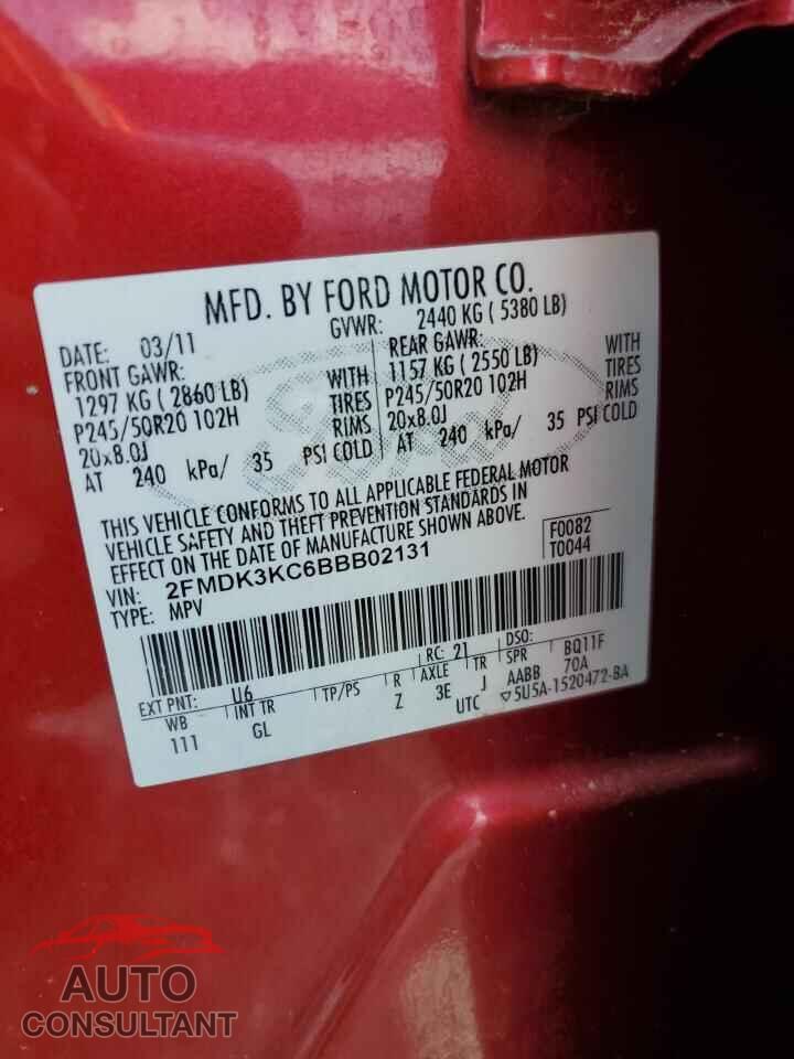 FORD EDGE 2011 - 2FMDK3KC6BBB02131