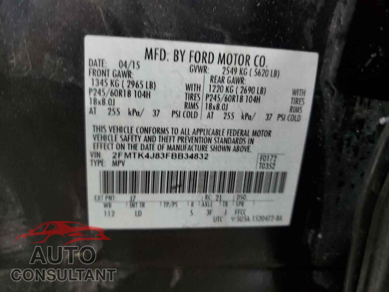 FORD EDGE 2015 - 2FMTK4J83FBB34832