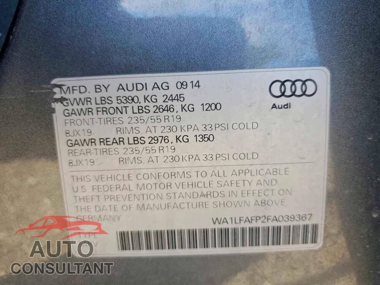 AUDI Q5 2015 - WA1LFAFP2FA039367