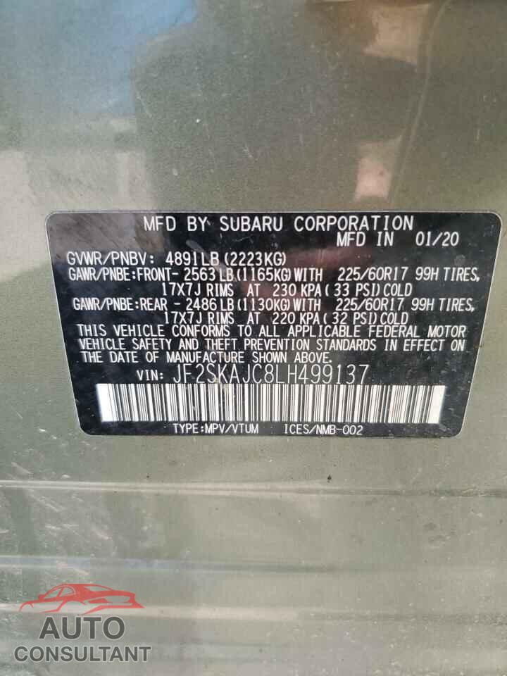 SUBARU FORESTER 2020 - JF2SKAJC8LH499137