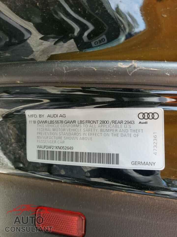 AUDI A7 2019 - WAUP2AF21KN052649