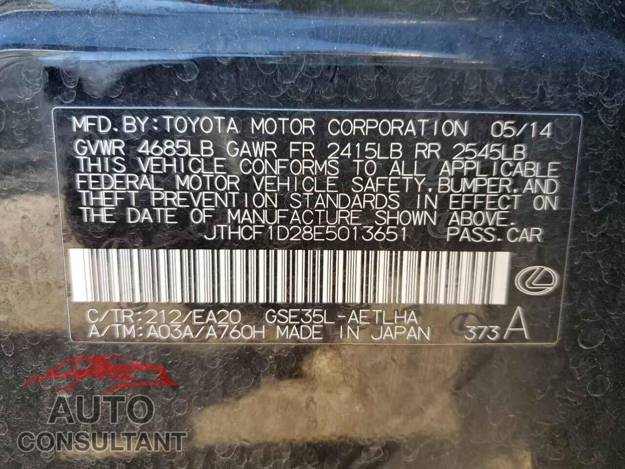 LEXUS IS 2014 - JTHCF1D28E5013651