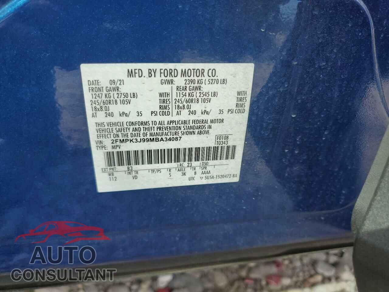 FORD EDGE 2021 - 2FMPK3J99MBA34087