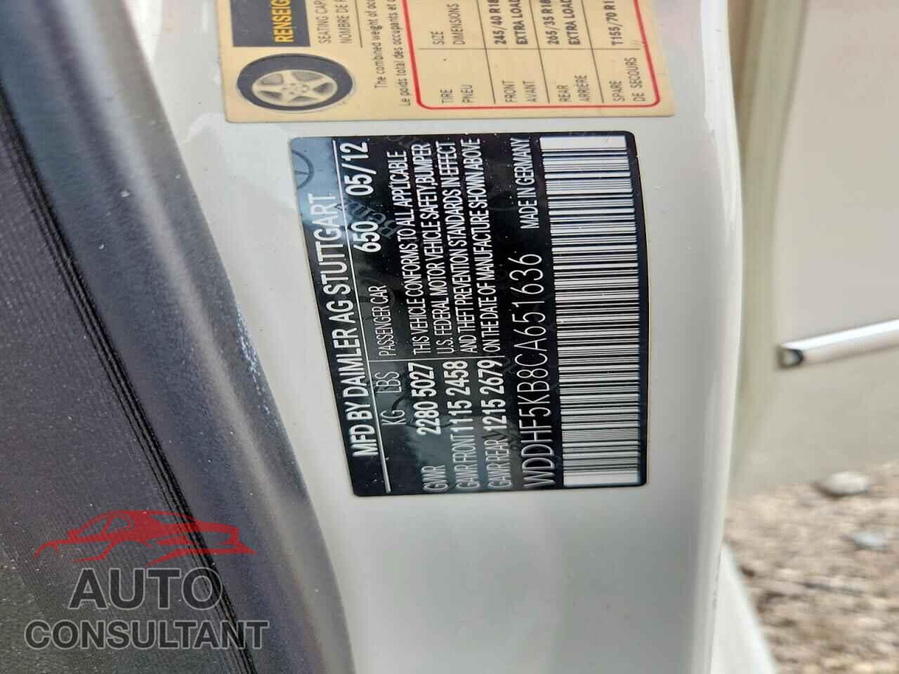 MERCEDES-BENZ E-CLASS 2012 - WDDHF5KB8CA651636