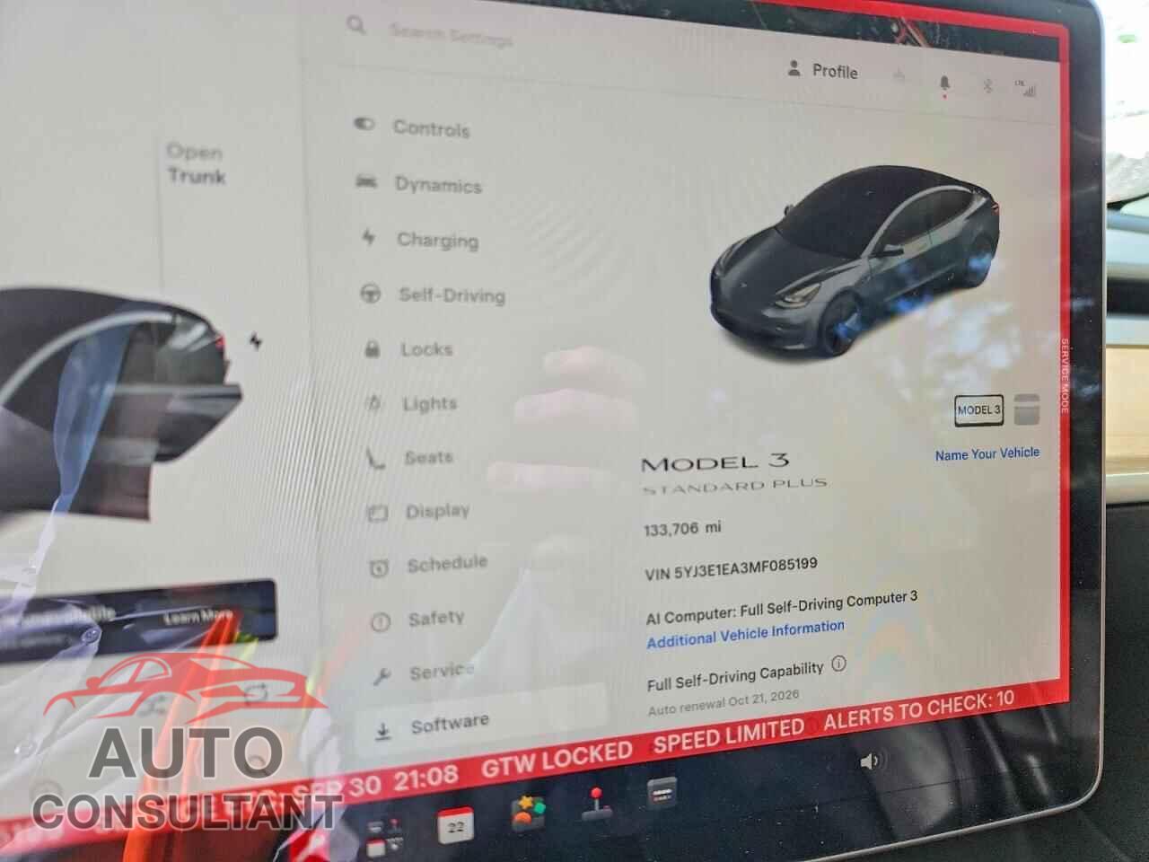 TESLA MODEL 3 2021 - 5YJ3E1EA3MF085199