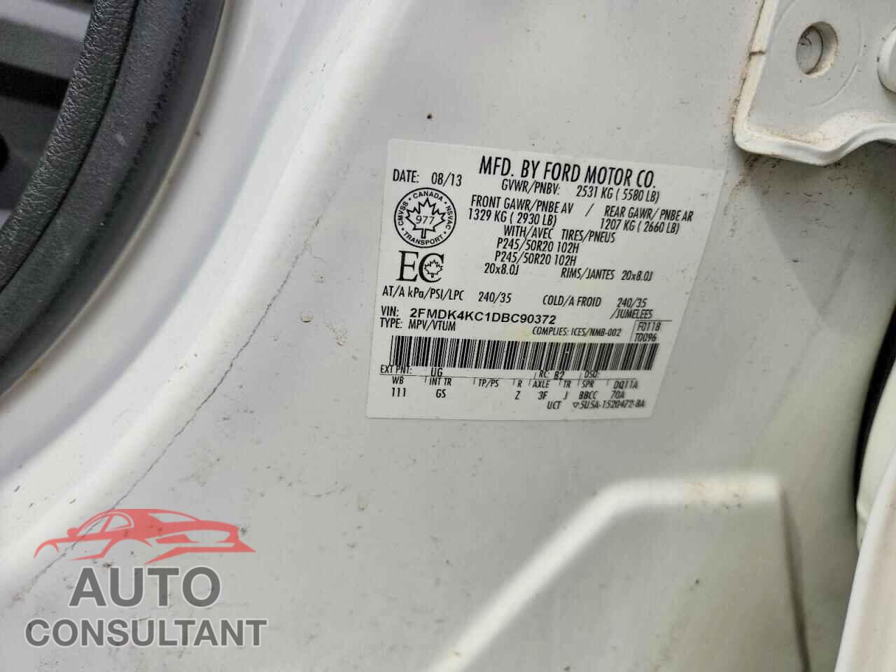 FORD EDGE 2013 - 2FMDK4KC1DBC90372