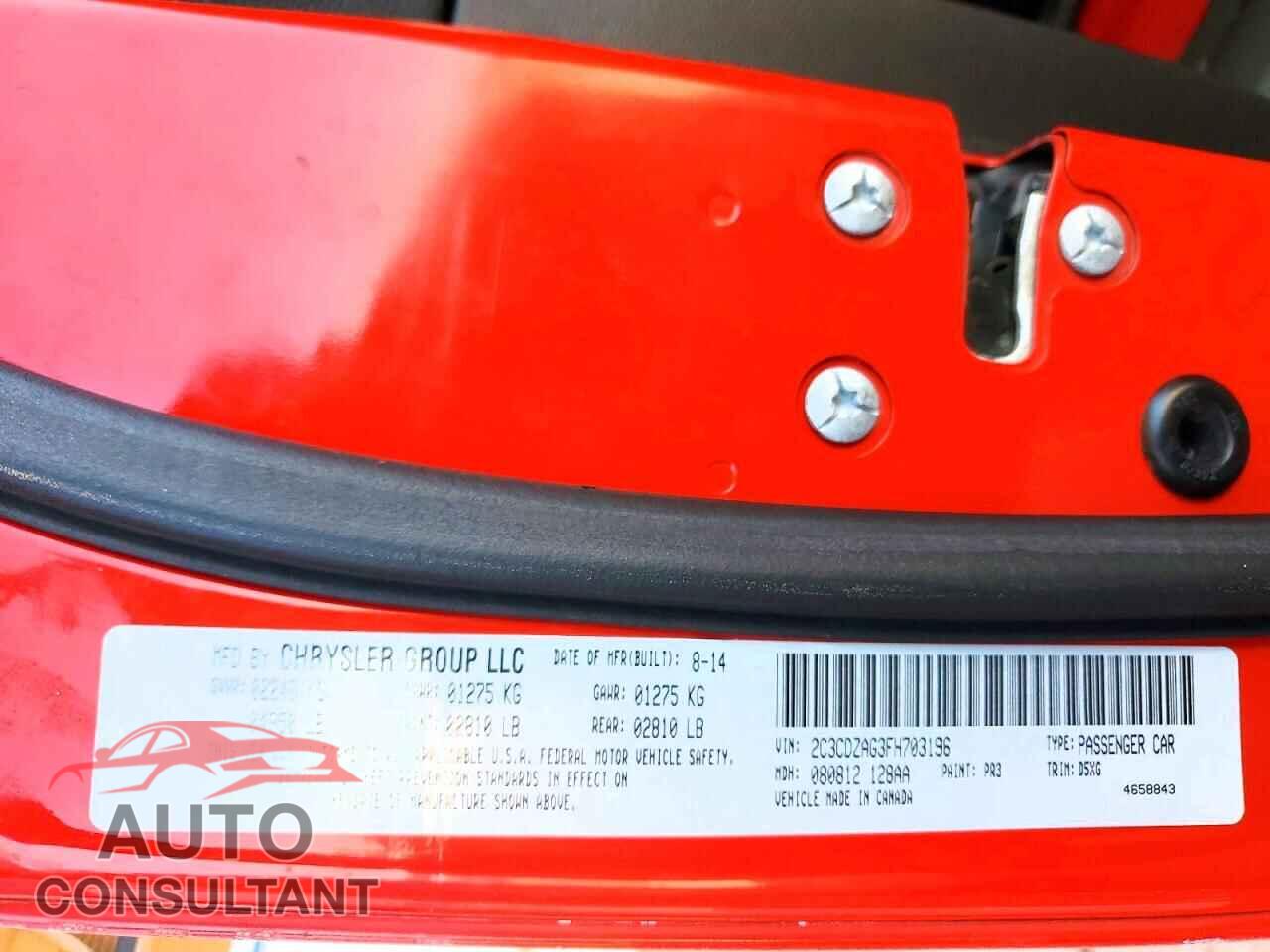 DODGE CHALLENGER 2015 - 2C3CDZAG3FH703196