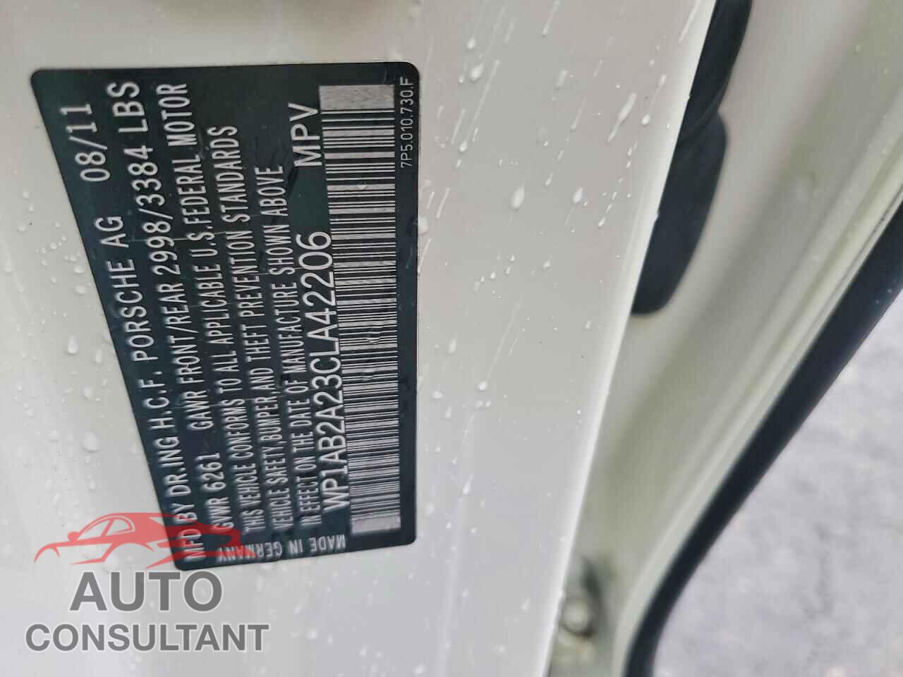 PORSCHE CAYENNE 2012 - WP1AB2A23CLA42206
