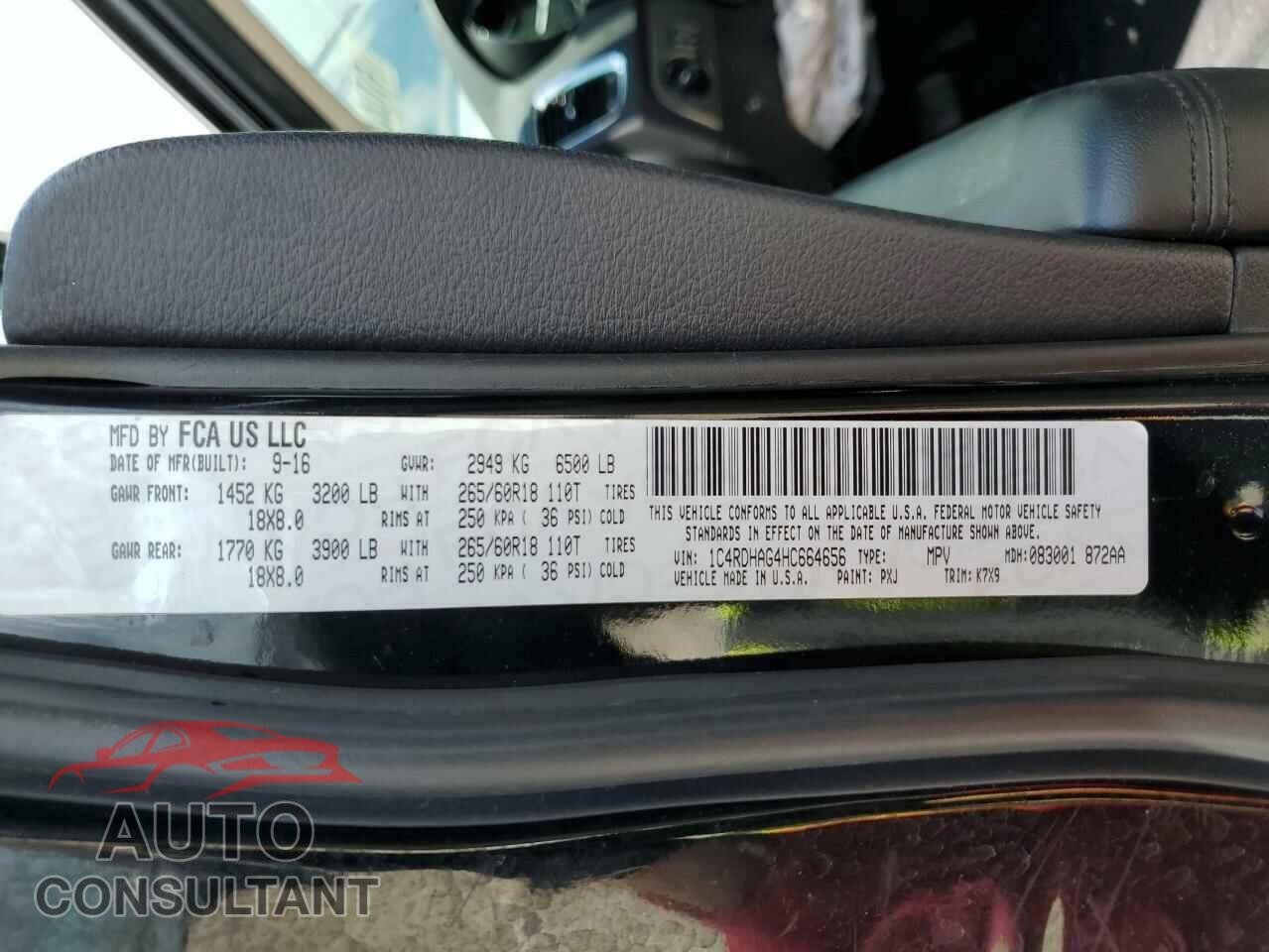 DODGE DURANGO 2017 - 1C4RDHAG4HC664656