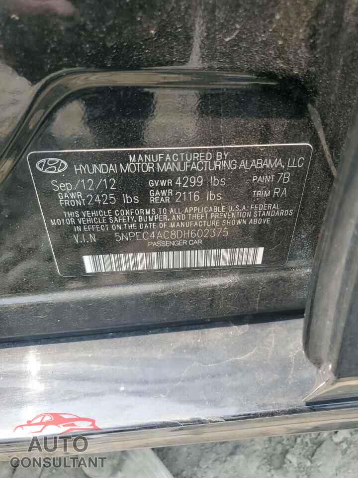HYUNDAI SONATA 2013 - 5NPEC4AC8DH602375