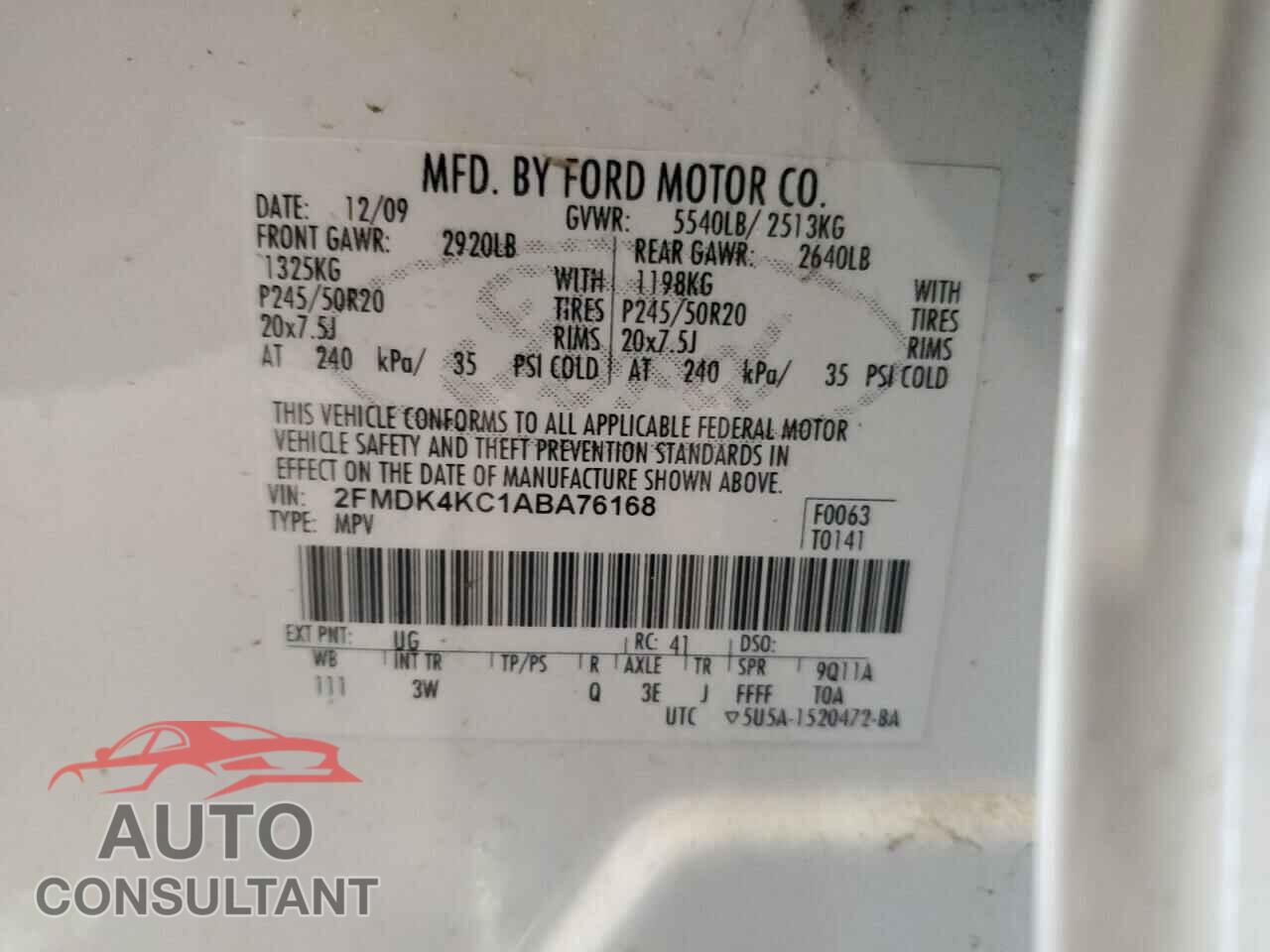 FORD EDGE 2010 - 2FMDK4KC1ABA76168