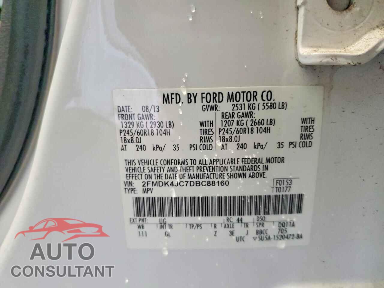 FORD EDGE 2013 - 2FMDK4JC7DBC88160