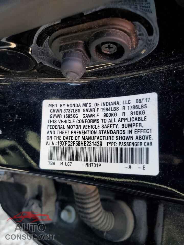 HONDA CIVIC 2017 - 19XFC2F58HE231439