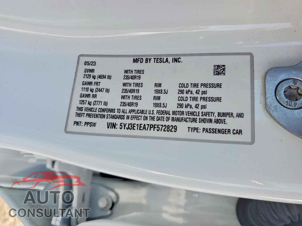 TESLA MODEL 3 2023 - 5YJ3E1EA7PF572829