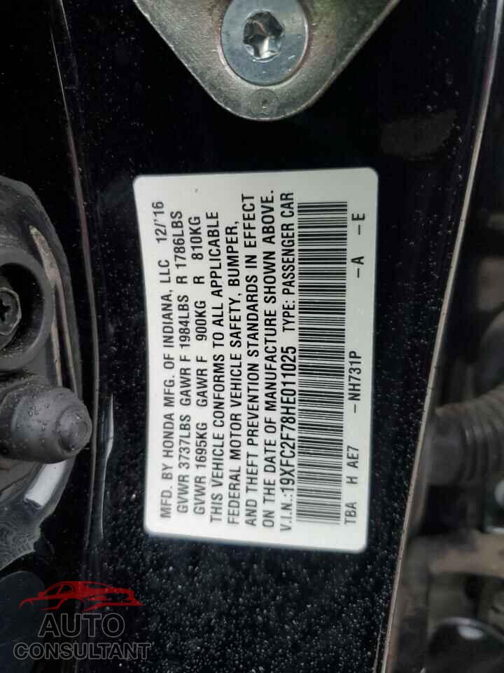 HONDA CIVIC 2017 - 19XFC2F78HE011025