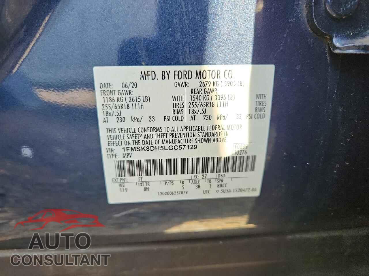 FORD EXPLORER 2020 - 1FMSK8DH5LGC57129