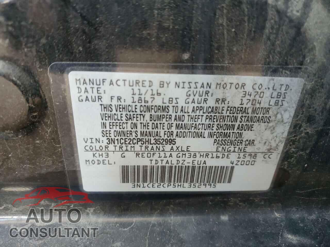 NISSAN VERSA 2017 - 3N1CE2CP5HL352995