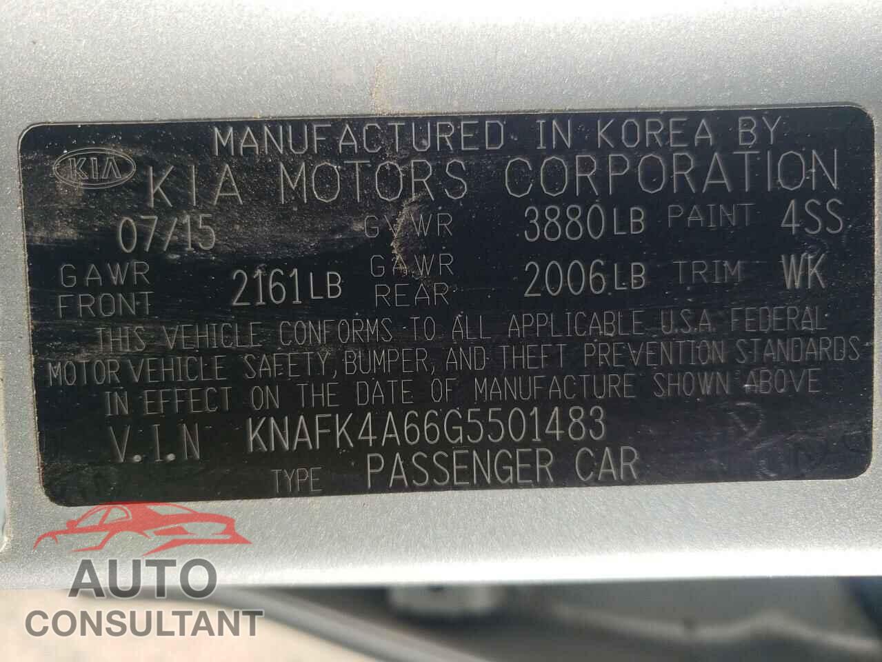 KIA FORTE 2016 - KNAFK4A66G5501483