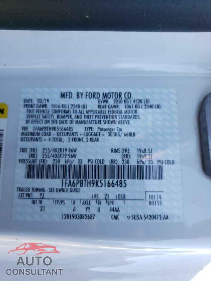 FORD MUSTANG 2019 - 1FA6P8TH9K5166485