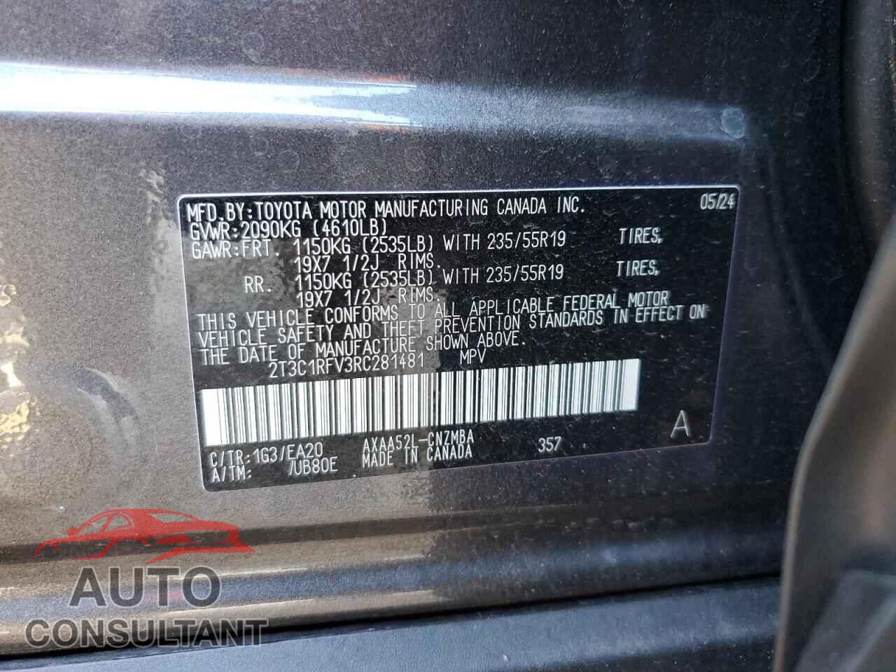 TOYOTA RAV4 2024 - 2T3C1RFV3RC281481